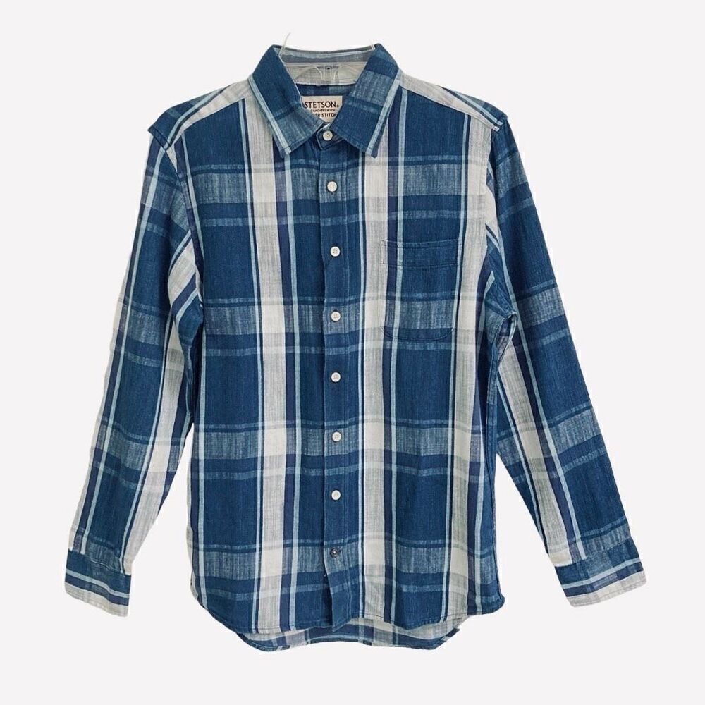 Taylor Stitch The California Indigo Plaid Stetson button-down shirt men’s XS 